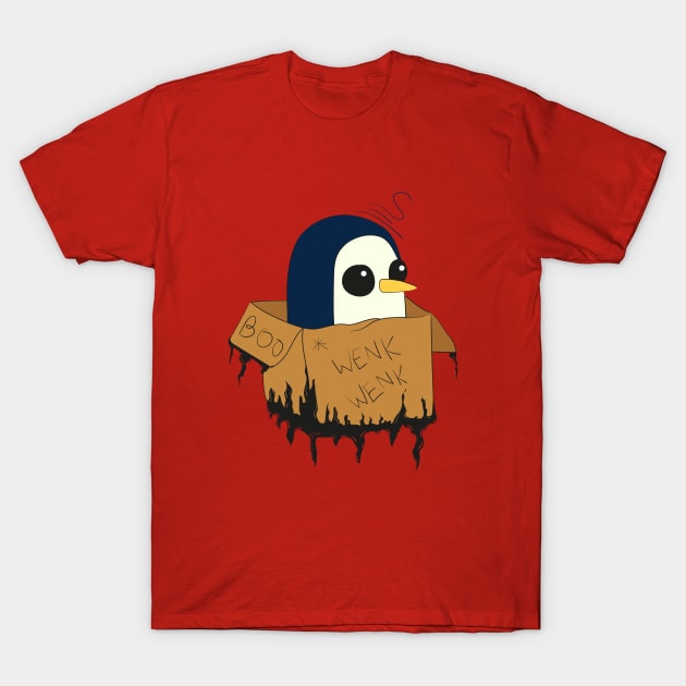 Penguin in a box Wenk Wenk T-Shirt by JHFANART